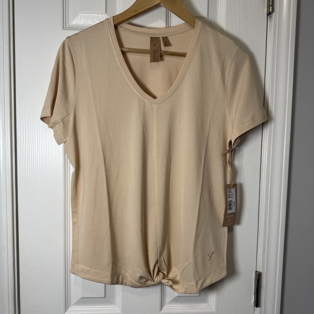 INDYEVA DIPORTO TOP Tan Beige TIE FRONT‎ QUICK DRY ATHLETIC WORKOUT Medium NWT